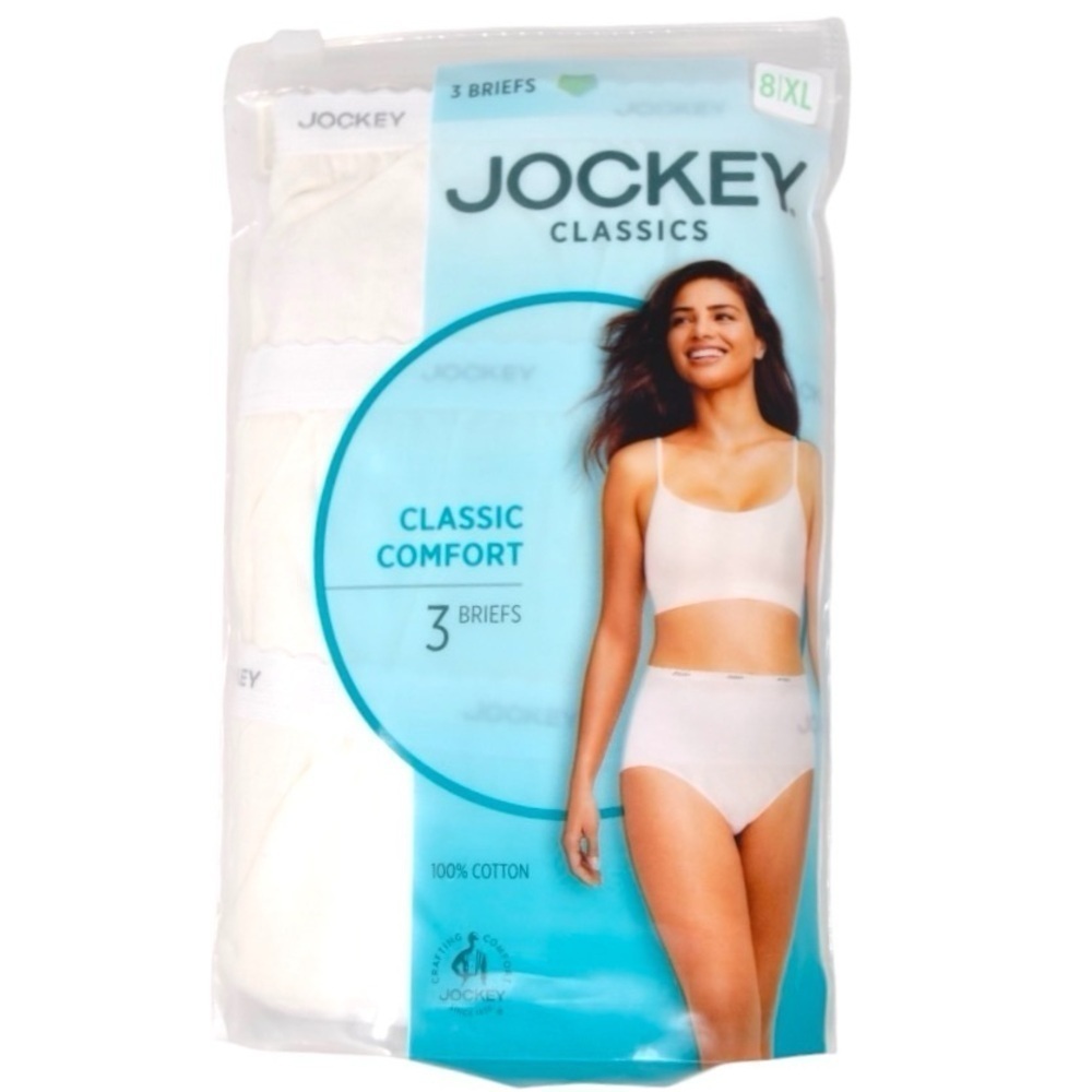 Jockey Classic Cotton Briefs Panties Underwear,‎ White - Size 8 XL NEW